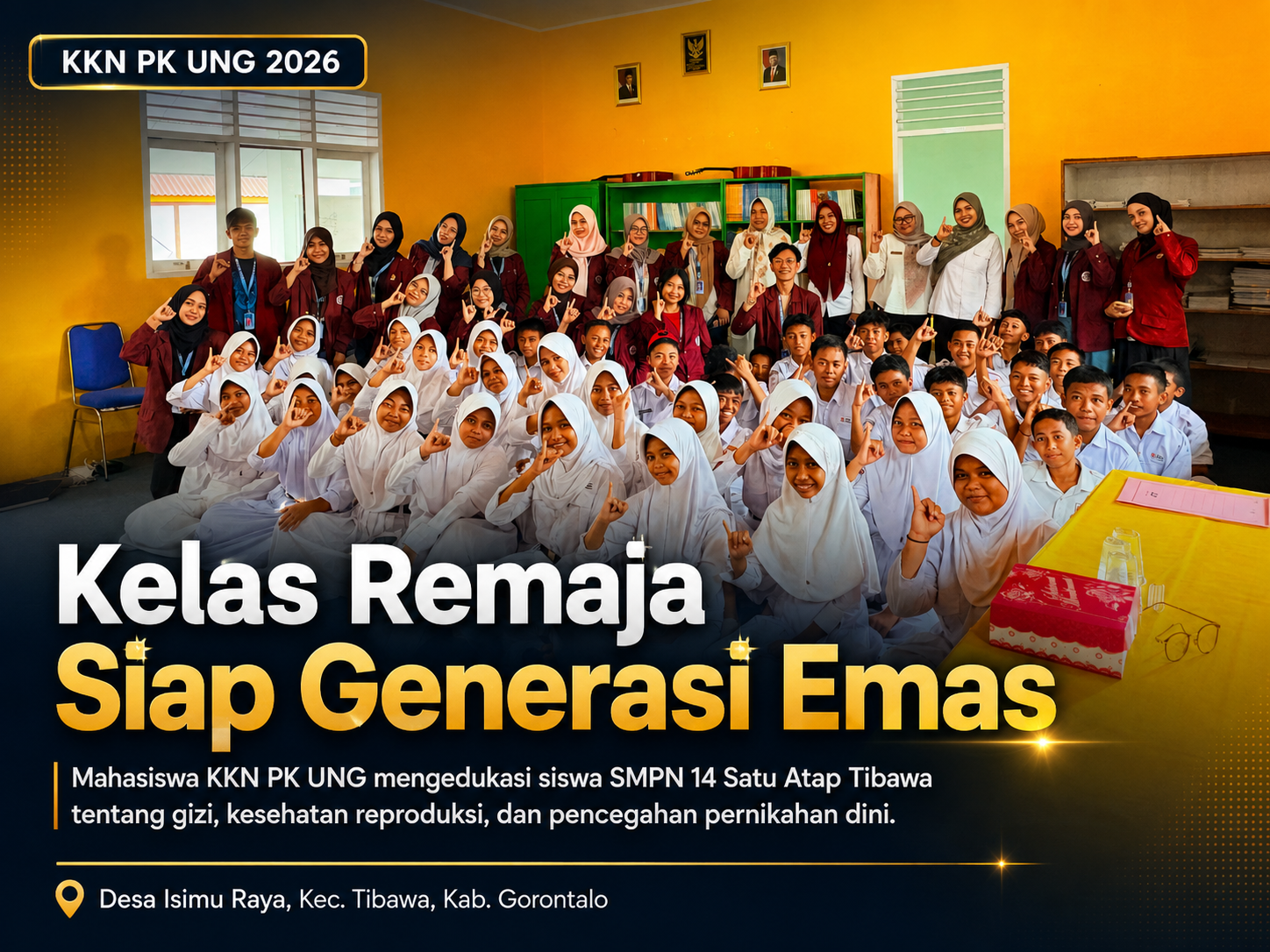 Mahasiswa KKN Profesi Kesehatan UNG Desa Isimu Raya Edukasi Remaja SMPN 14 Satu Atap Tibawa Menuju Generasi Emas