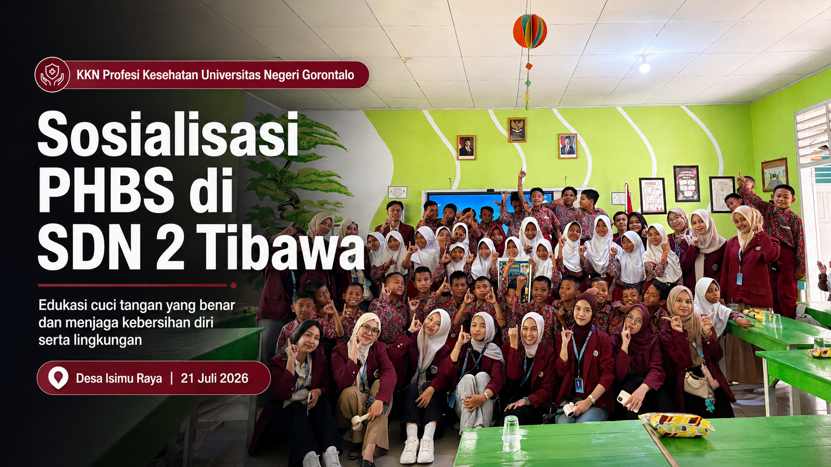 Mahasiswa KKN Profesi Kesehatan UNG Sosialisasikan PHBS kepada Siswa SDN 2 Tibawa
